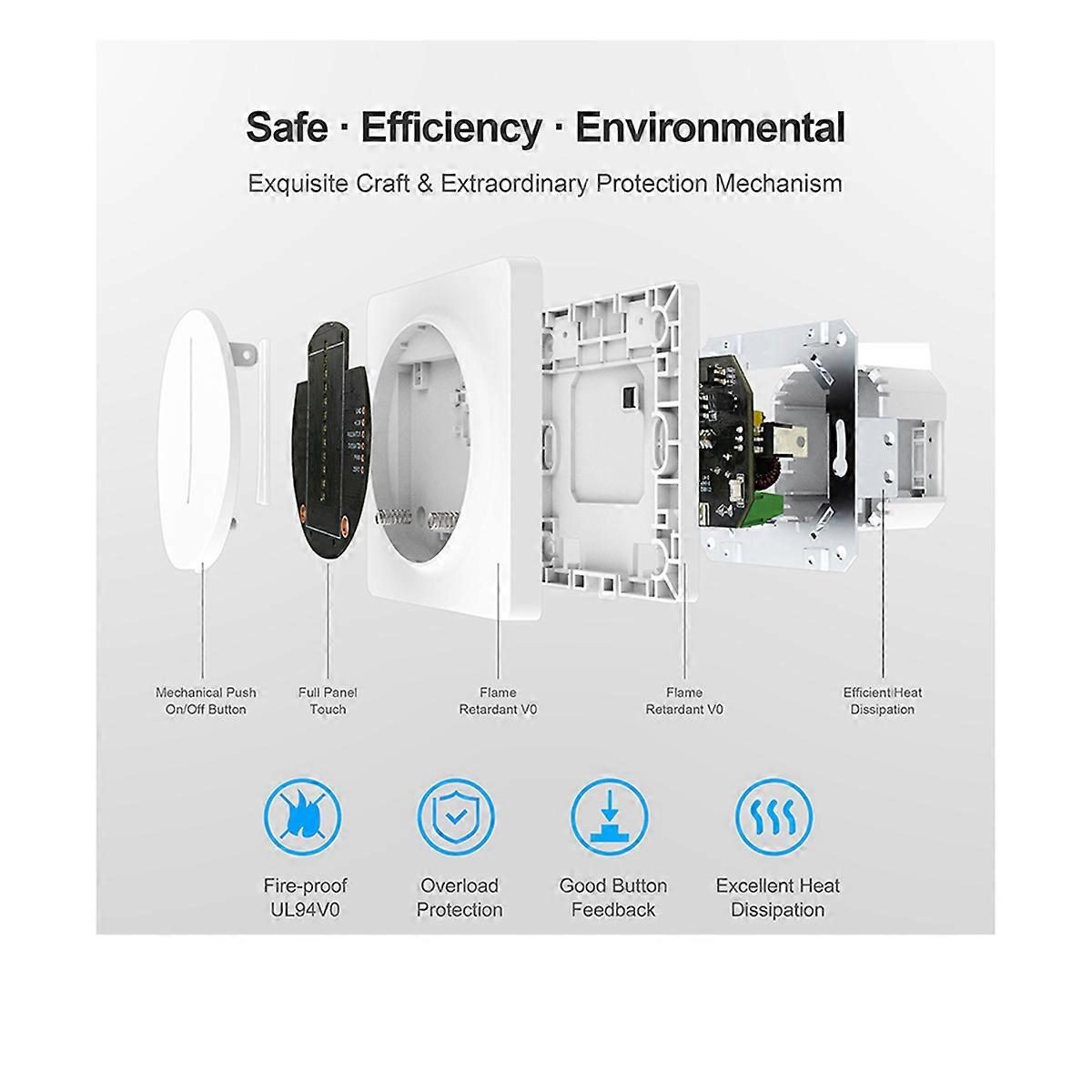 Tuya Smart Wifi Dimmer Light Switch,Touch Panel Wall Switch 100-240V