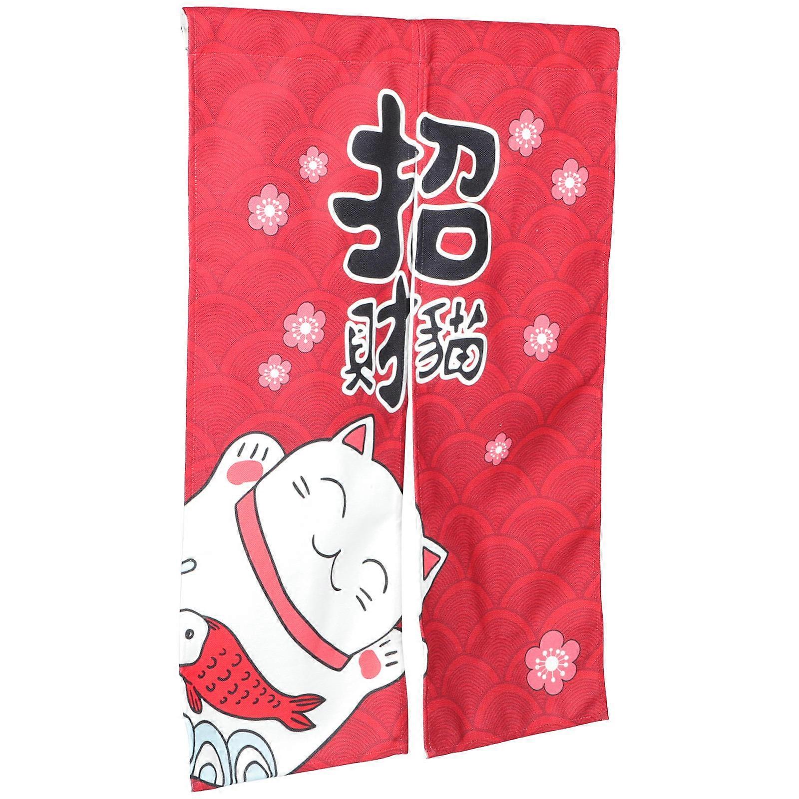 Japanese Style Door Curtain Privacy Protection Indoor Decoration Red 90x65cm Polyester 1Set