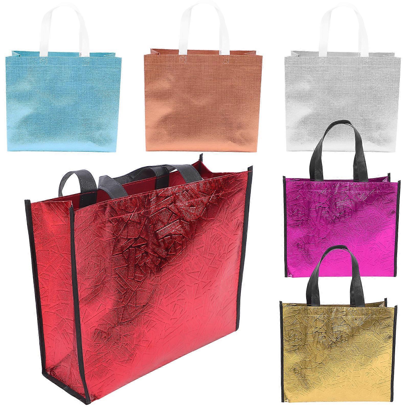 أكياس هدايا ملونة أكياس هدية حمراء قابلة لإعادة الاستخدام لصالح حفلة عيد ميلاد 6 قطع