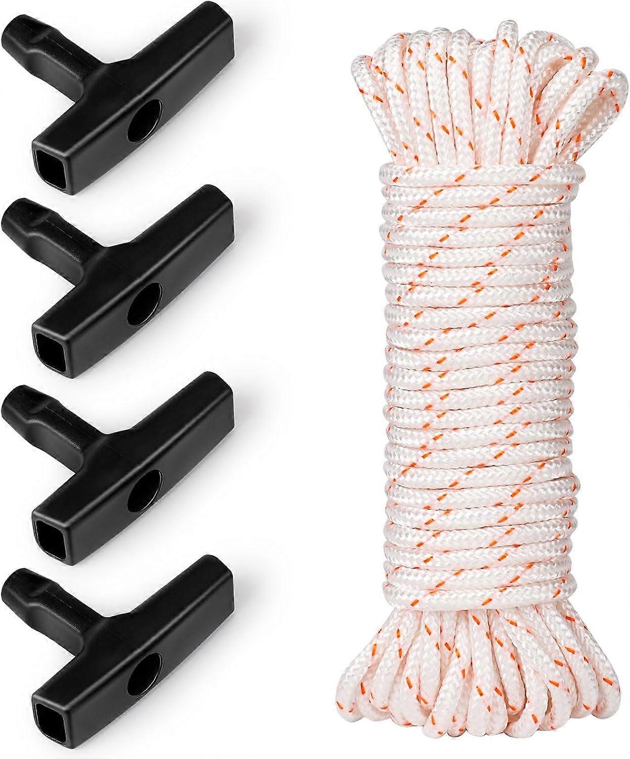 Lawnmower starter rope 10 meters Ø4mm starter rope and 4 pieces starter handle, suitable for lawnmowers, chainsaws, trimmers, brush cutters