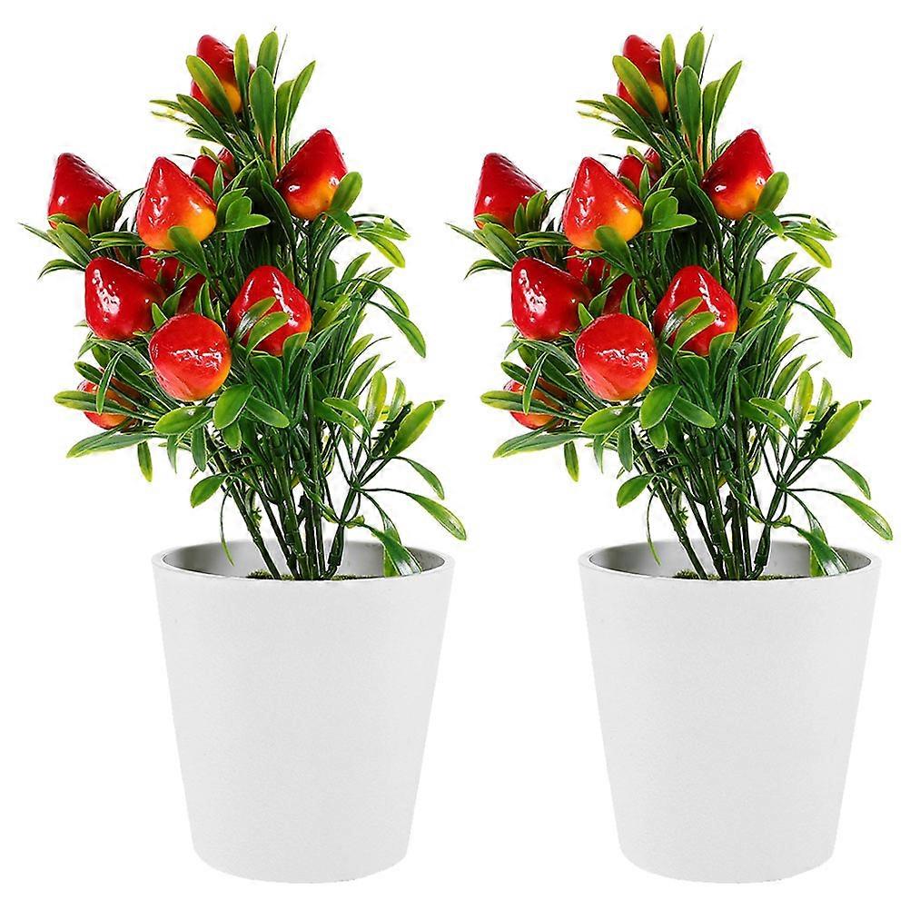 人工盆栽の木偽のイチゴの木のモダンな装飾2セット