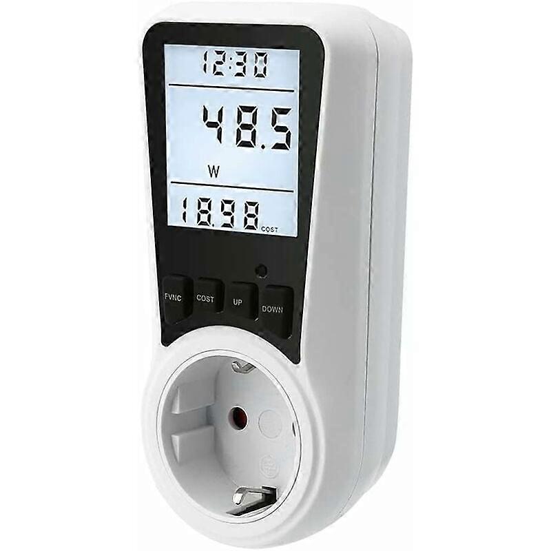 Electric Meter for Socket, Energy Cost Meter, Power Meter, Socket, Electric Meter with LCD Display, 3680 W max/16 A