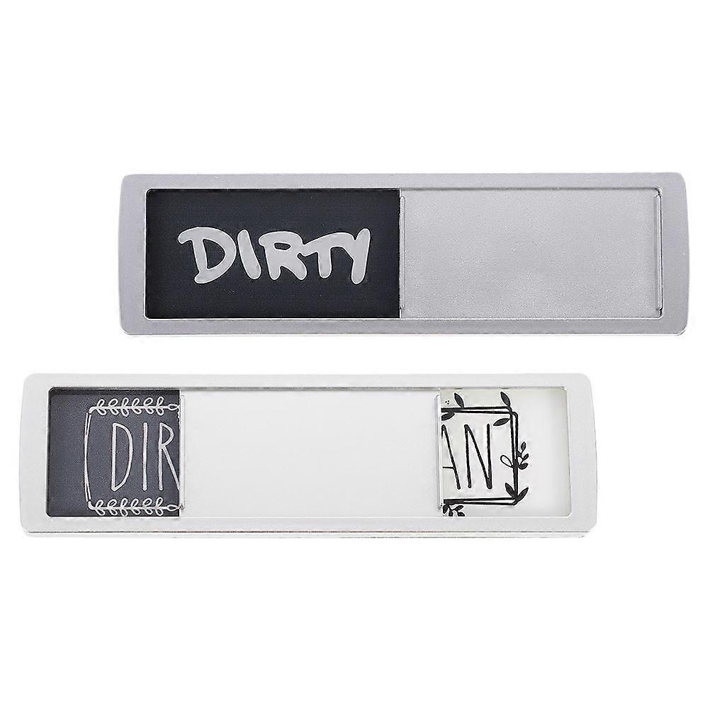Magnetic Clean Dirty Dishwasher Sign Indicator Rectangular Silver 2Sets