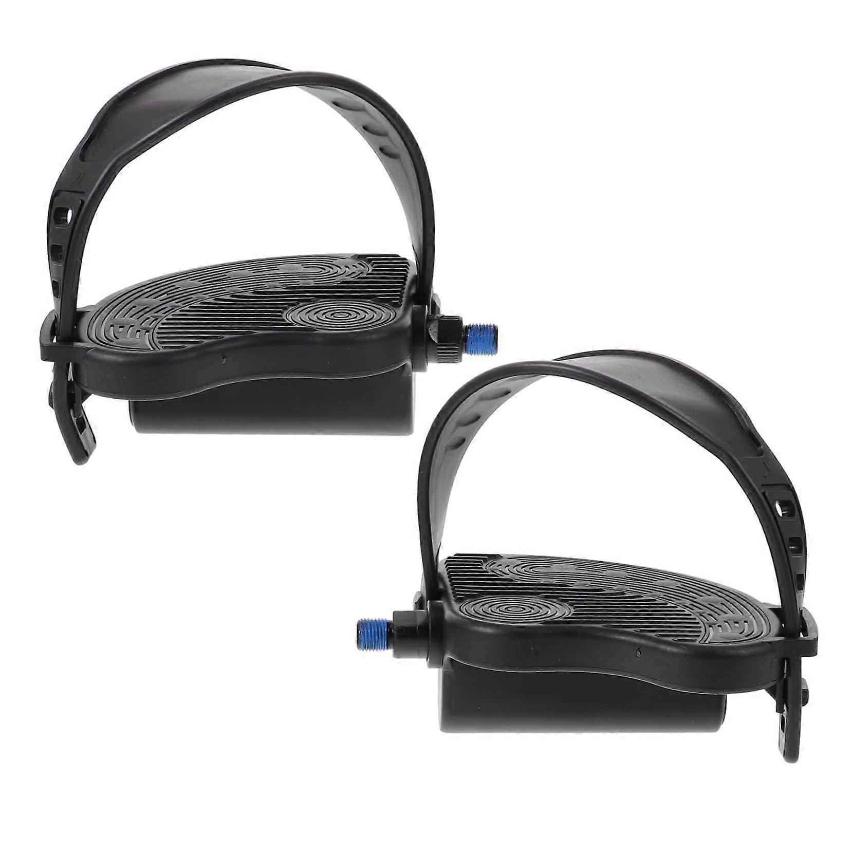 Non-Slip Bicycle Pedals Set with Straps and Reflectors, Universal Fit for Exercise and City Bikes, Ideal for Fitness Use