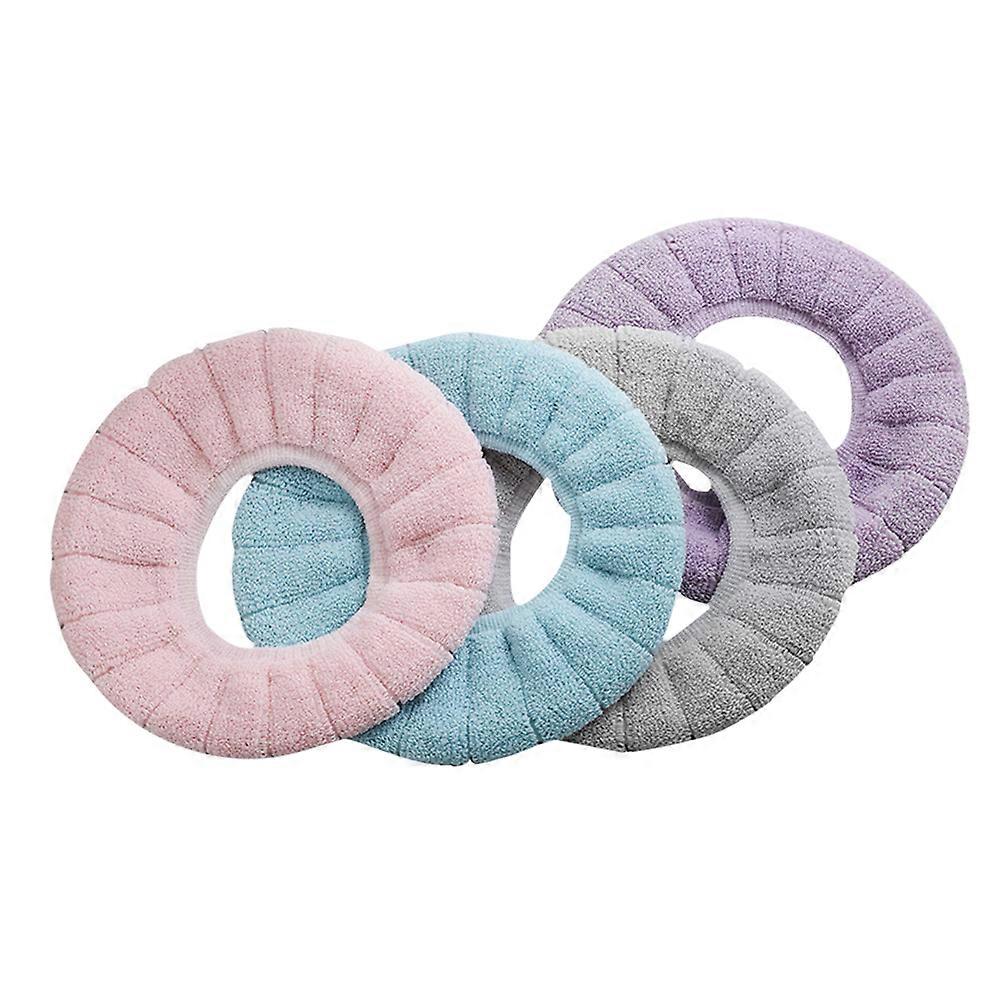 Thick Pad Toilet Seat Cover Universal Thicken U Shaped Stretchable Washable Reusable Assorted Color 4Pcs