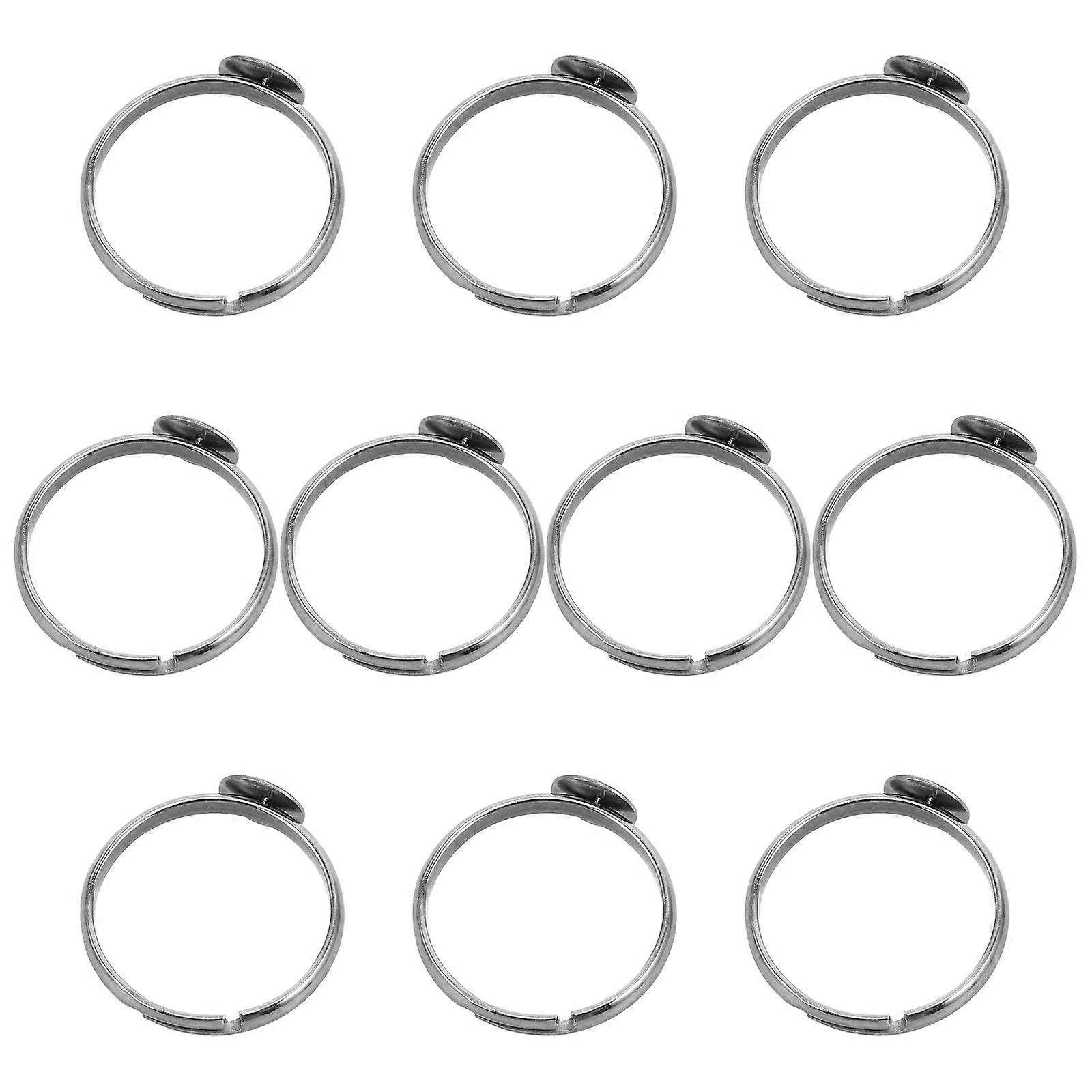 フラットラウンドベゼルトレイを備えたDIYジュエリー作り用の調節可能なステンレス鋼リング–クリエイティブプロジェクトのための耐久性のあるクラフトアクセサリー