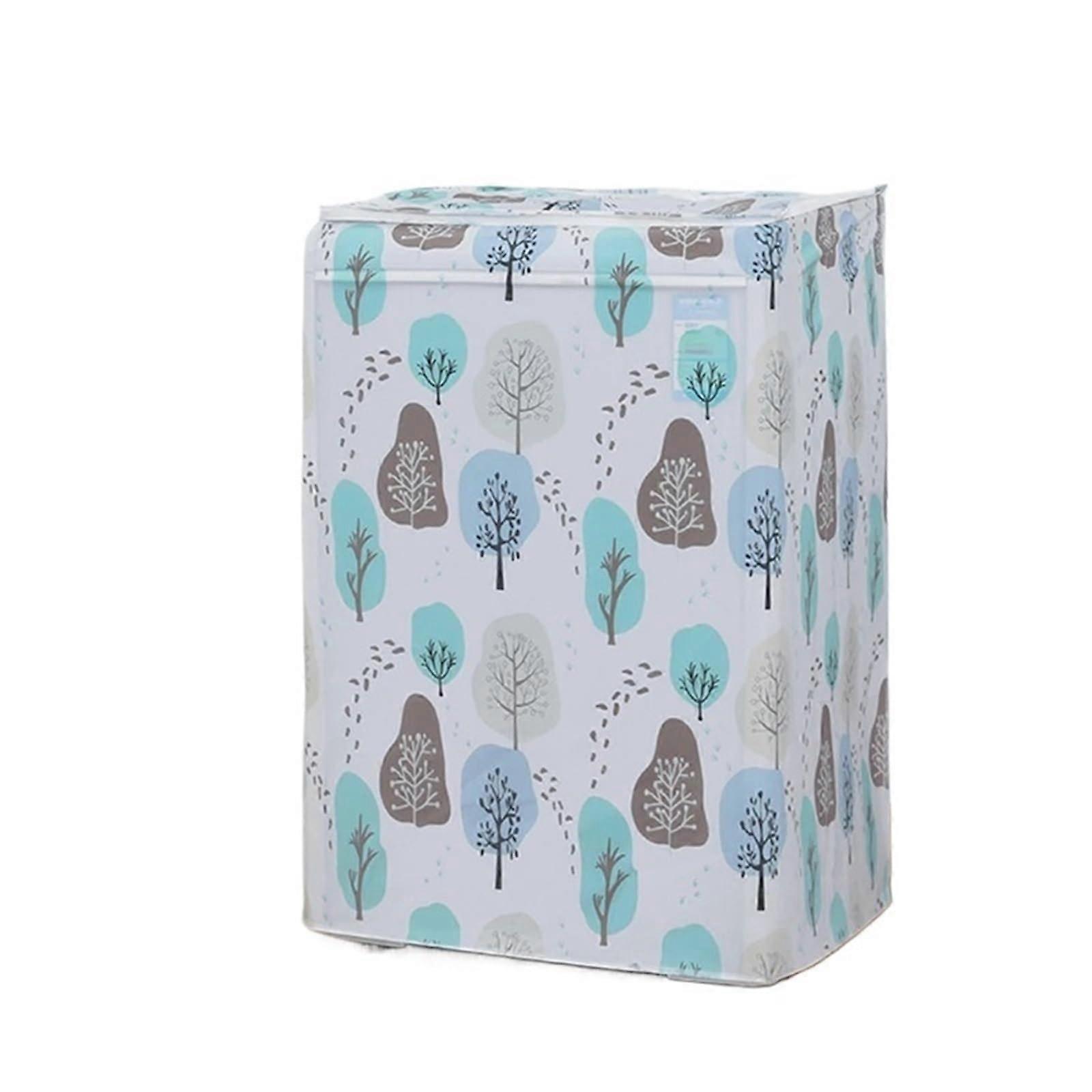 Washing Machine Covers 2 Pieces Waterproof Floral Design Household Towel Multi-Function 60x63x87cm White A