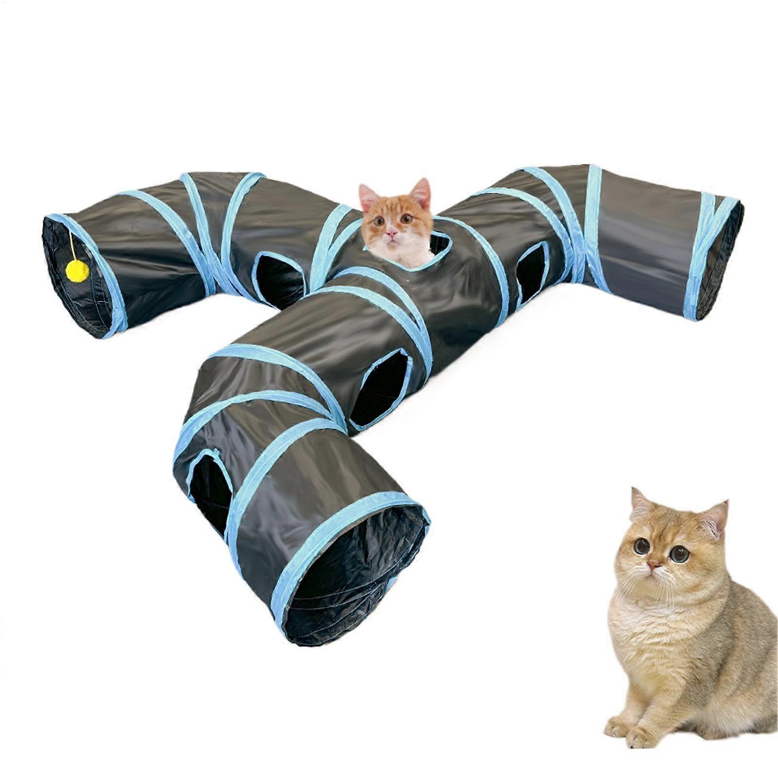 Cat Toy Tunnel, Indoor Cat Hide Interactive Play Tube Toys, Fun Foldable Hideaway for Kittens