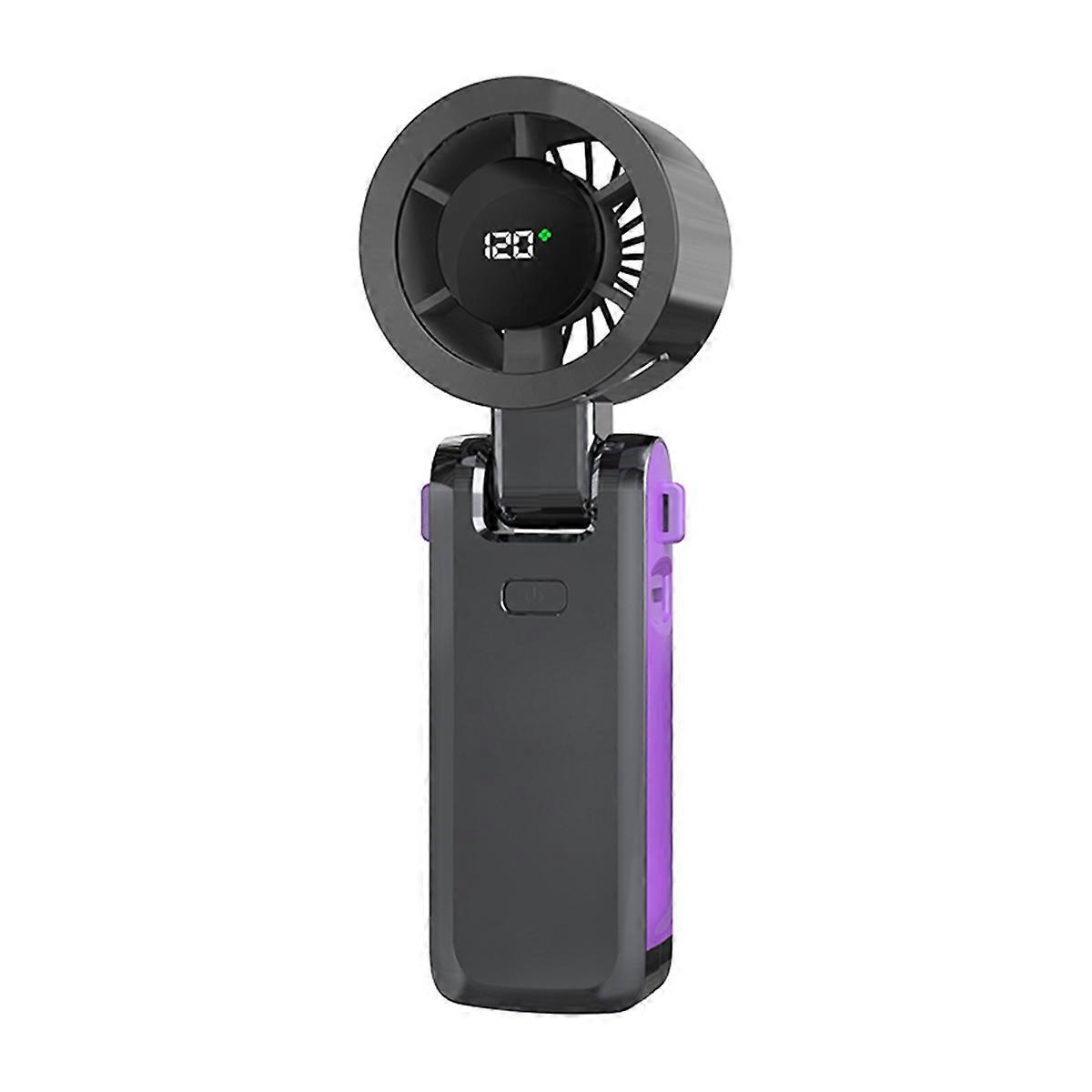 Handheld Infinitely Variable Speed Folding Fan 120 Wind Speeds Adjustable Portable Turbo Fan for Outdoor Travel Grey
