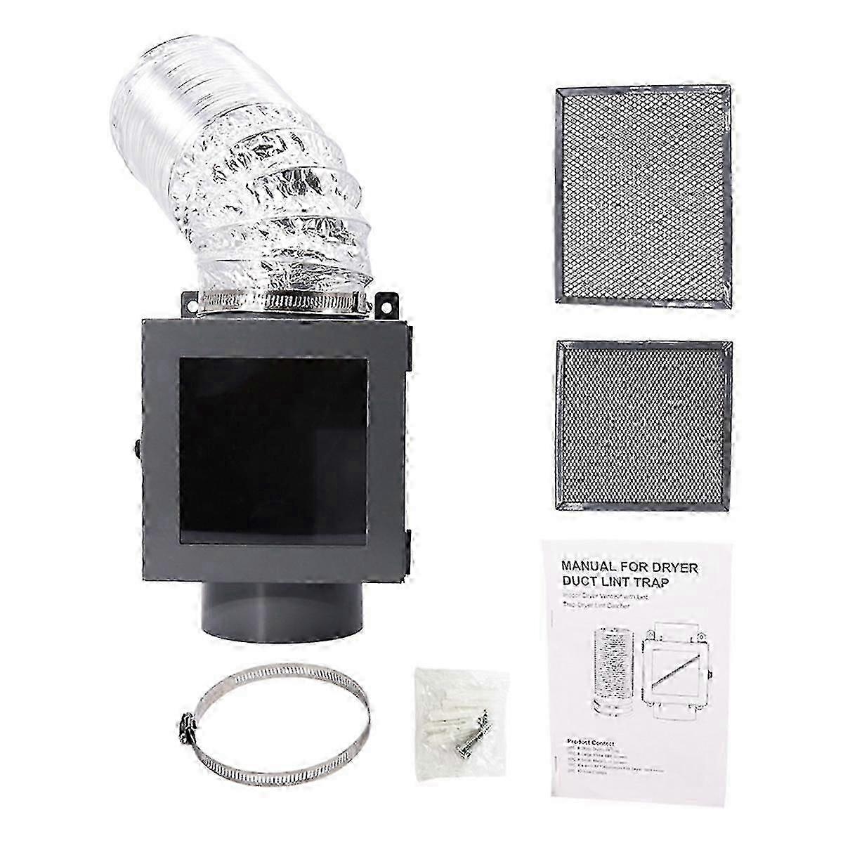 Indoor Dryer Vent Kit with Vent Hose and Lint Trap for Clothes Dryers
