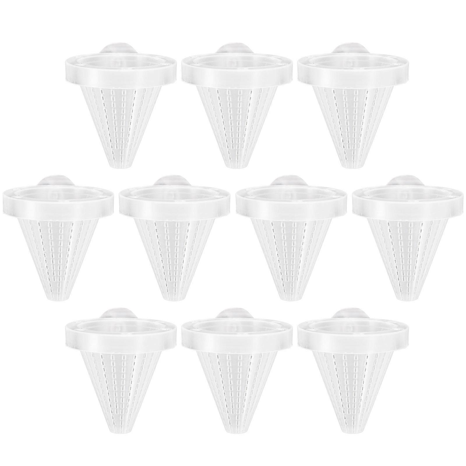 10pcs Fish Feeder Cone Cups with Suction for Aquarium, Durable Red Worm Feeding Tool, Easy to Install, Protects Live Food