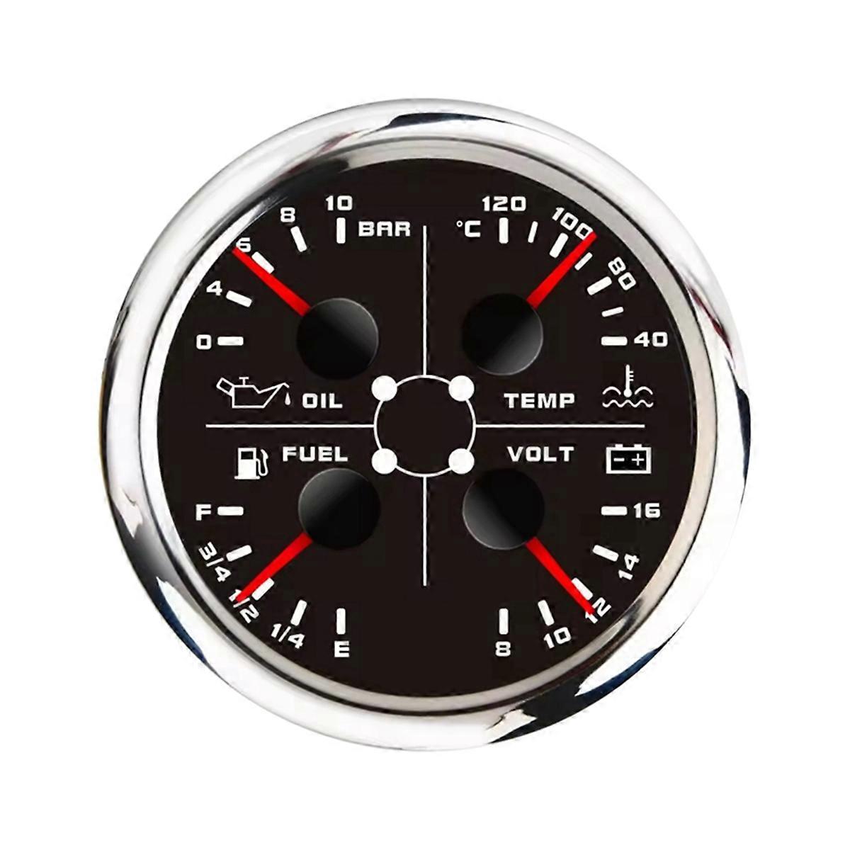 85mm 4-in-1 Multifunction Gauge with 0-190ohms/240-33ohms Fuel Level Gauge Water Temp Oil Voltmeter A