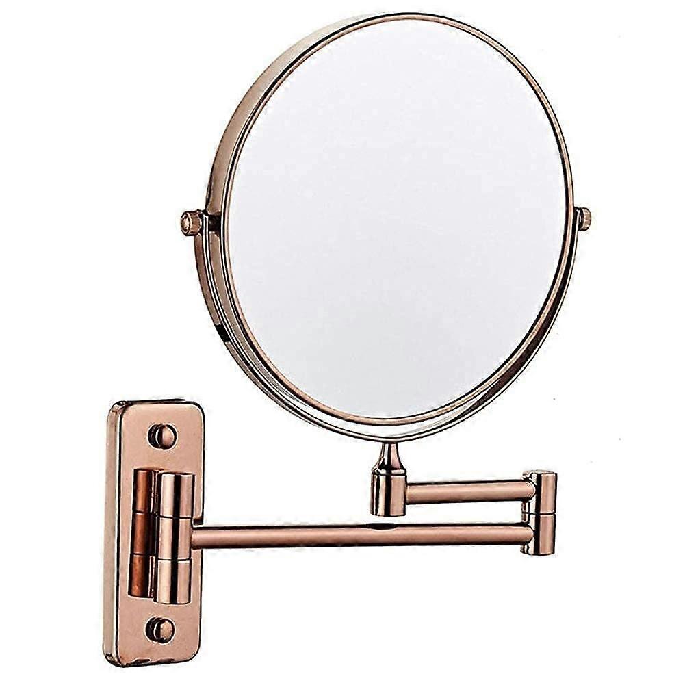 Wallmounted makeup mirror, 20.3 cm, 3x, 360° rotatable, extendable, foldable (Color: Chrome, Rose Gold)