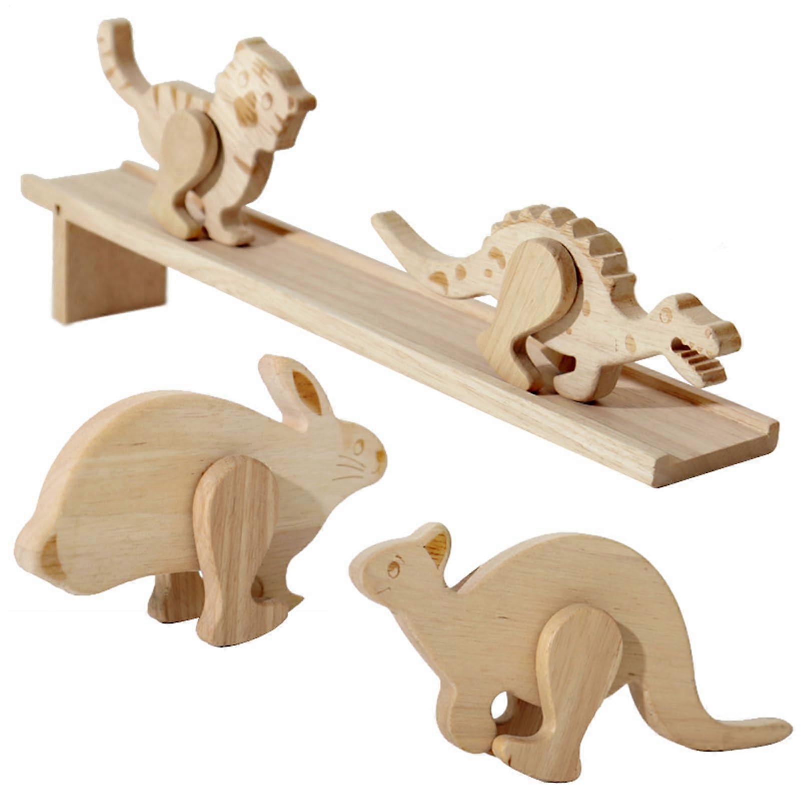 Set of 5 Inertia Wooden Animals Toddler Rolling Track Toy Preschool Ramp Toy