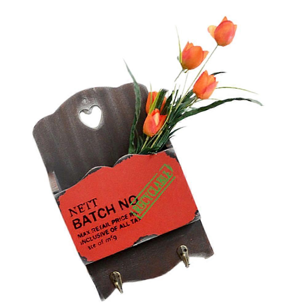 Home Decor Key Holder Rustic Wooden Letter Box Hanging Storage Organizer Red Approx 29 5x18x6cm Flower Pot 1Pcs
