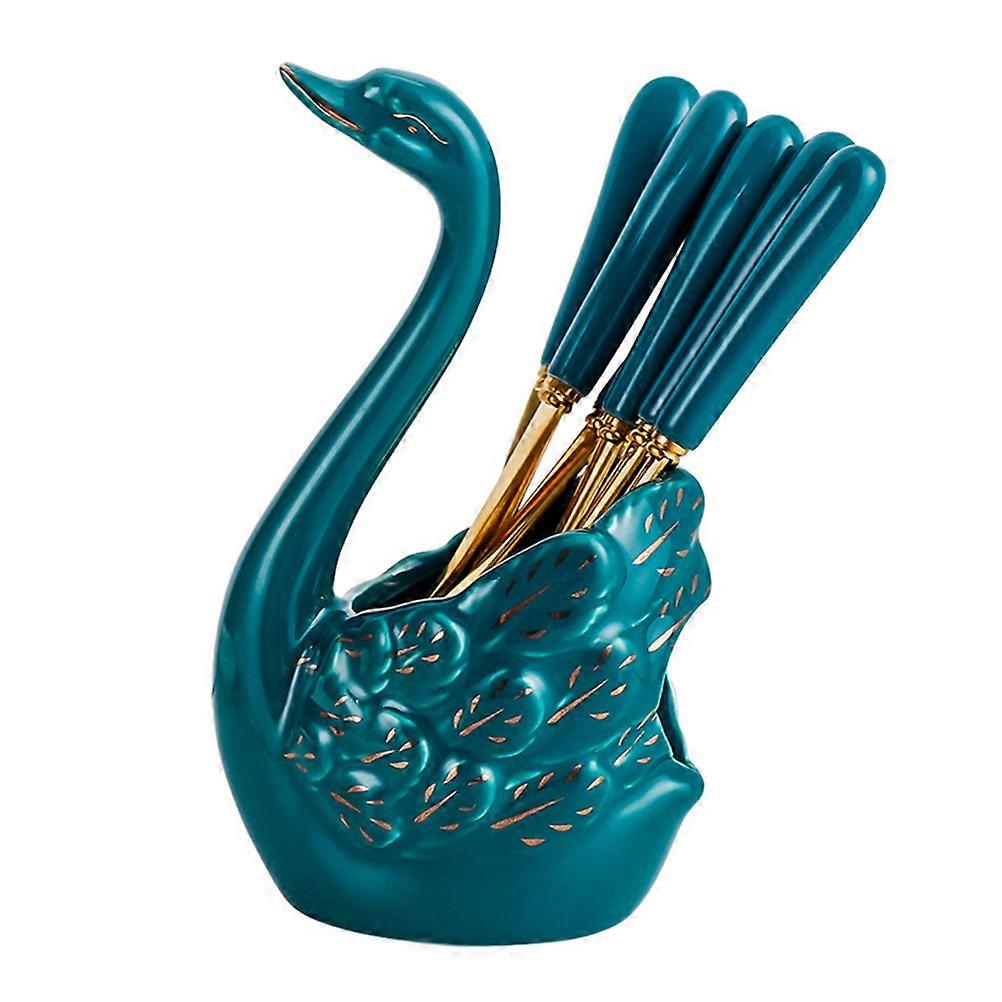Fruit Forks With Holder Elegant Design Ceramic Home Decoration 14.5x8.5cm 1 Set
