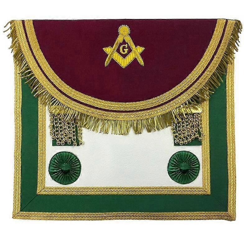 Scottish Rite Master Mason Handmade Embroidery Apron - Brown And Green