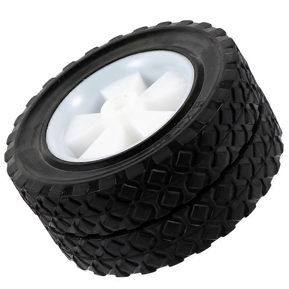 2pcs Lawn Mower Replacement Wheels Solid Rubber Casters for Garden Trolley Noiseless, Durable Design, Easy Installation for Lawn Equipment