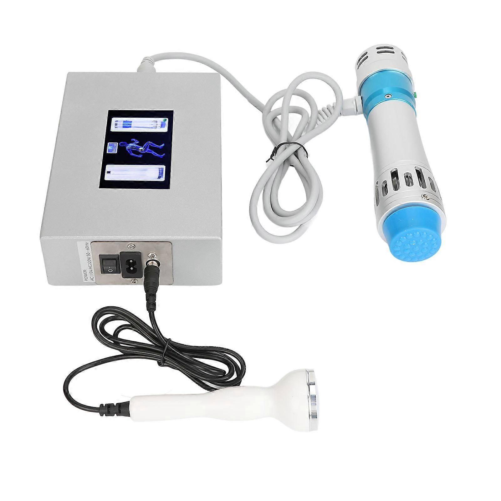 2 in 1 Extracorporeal Shock Wave Machine Deep Tissue Massage Anti Cellulite ESWT Shockwave Machine with 7 Heads Blue Handle 110‑