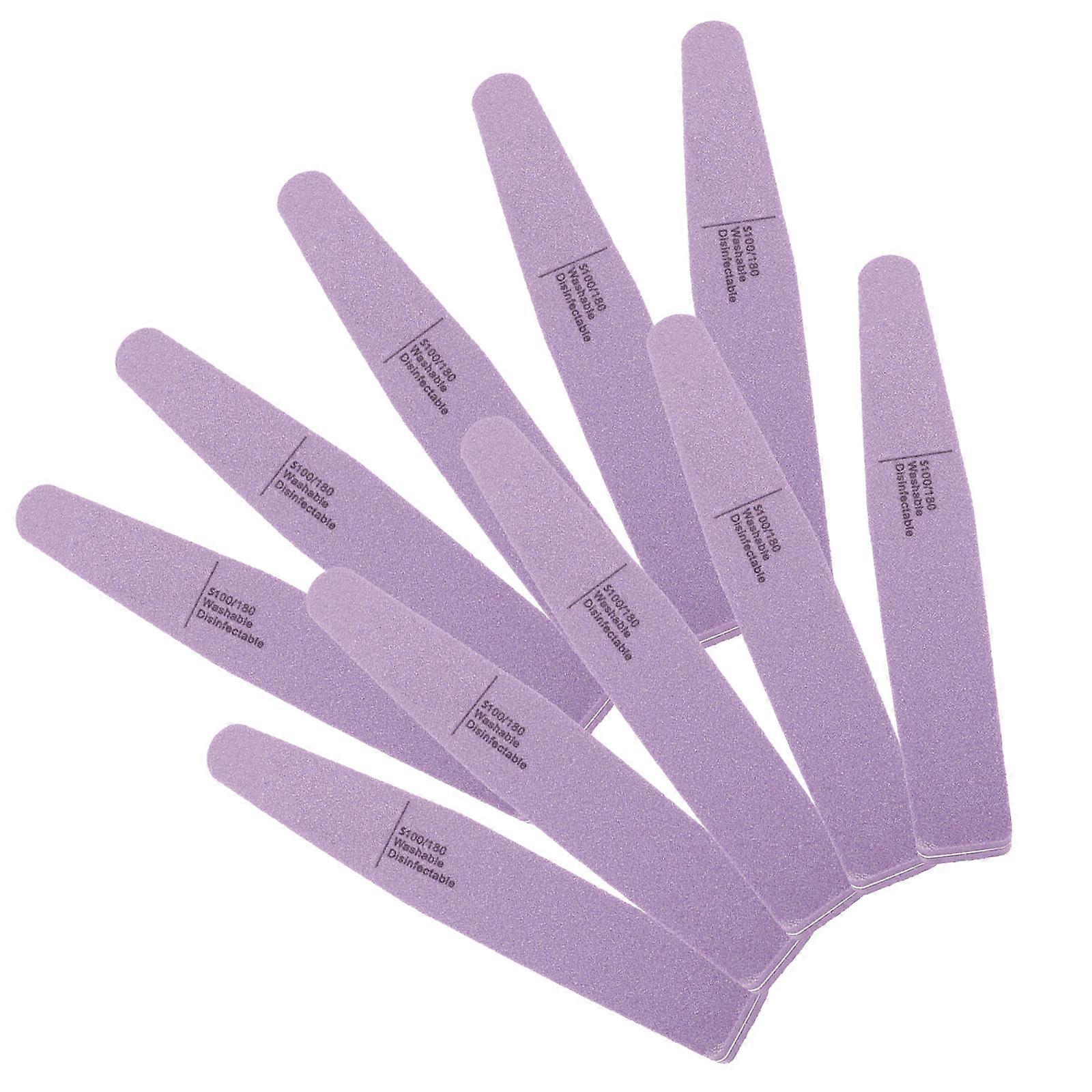 Mini Sponge Nail Buffer Double Sided Sanding Buffing Files Home Use Travel Use Salon Use Purple 17.7x2.4cm 10Pcs