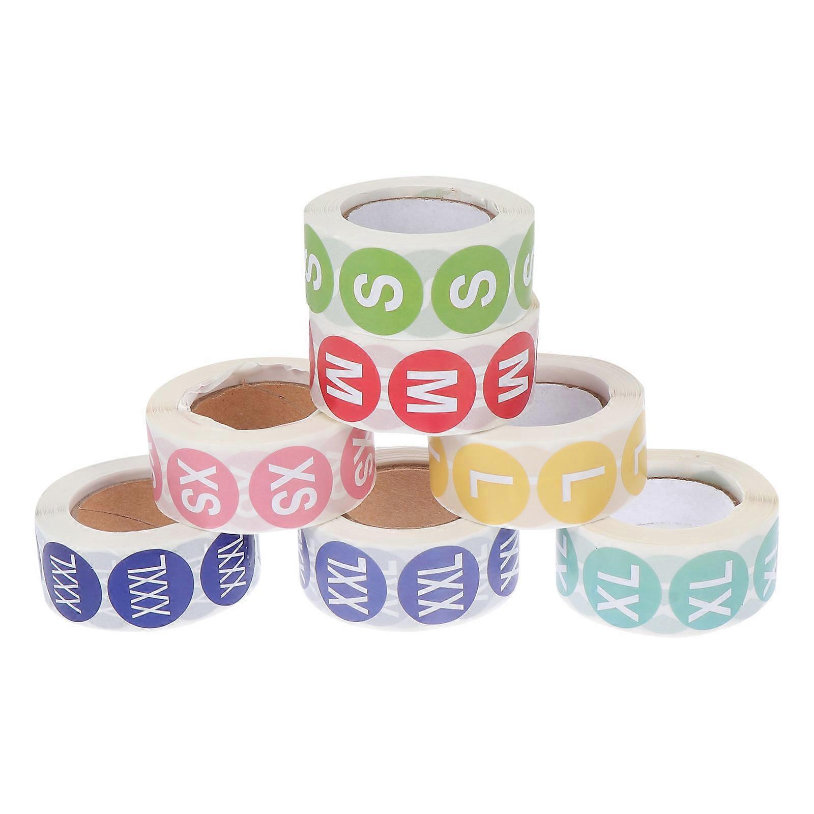 Practical Apparel Size Sticker Labels for Clothing Assorted Color 7 Rolls Small and Light