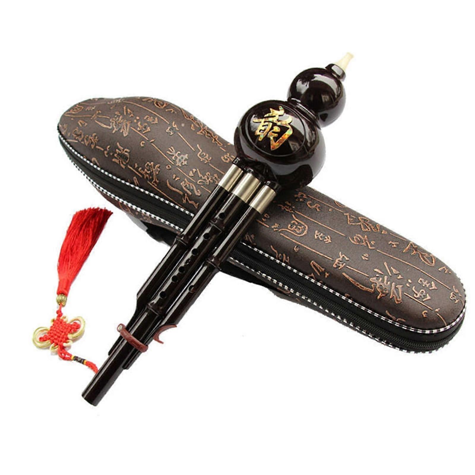 Hulusi Musical Instrument Dual-Color Resin With Removable White Copper Sleeve, C Tone Bakelite Model