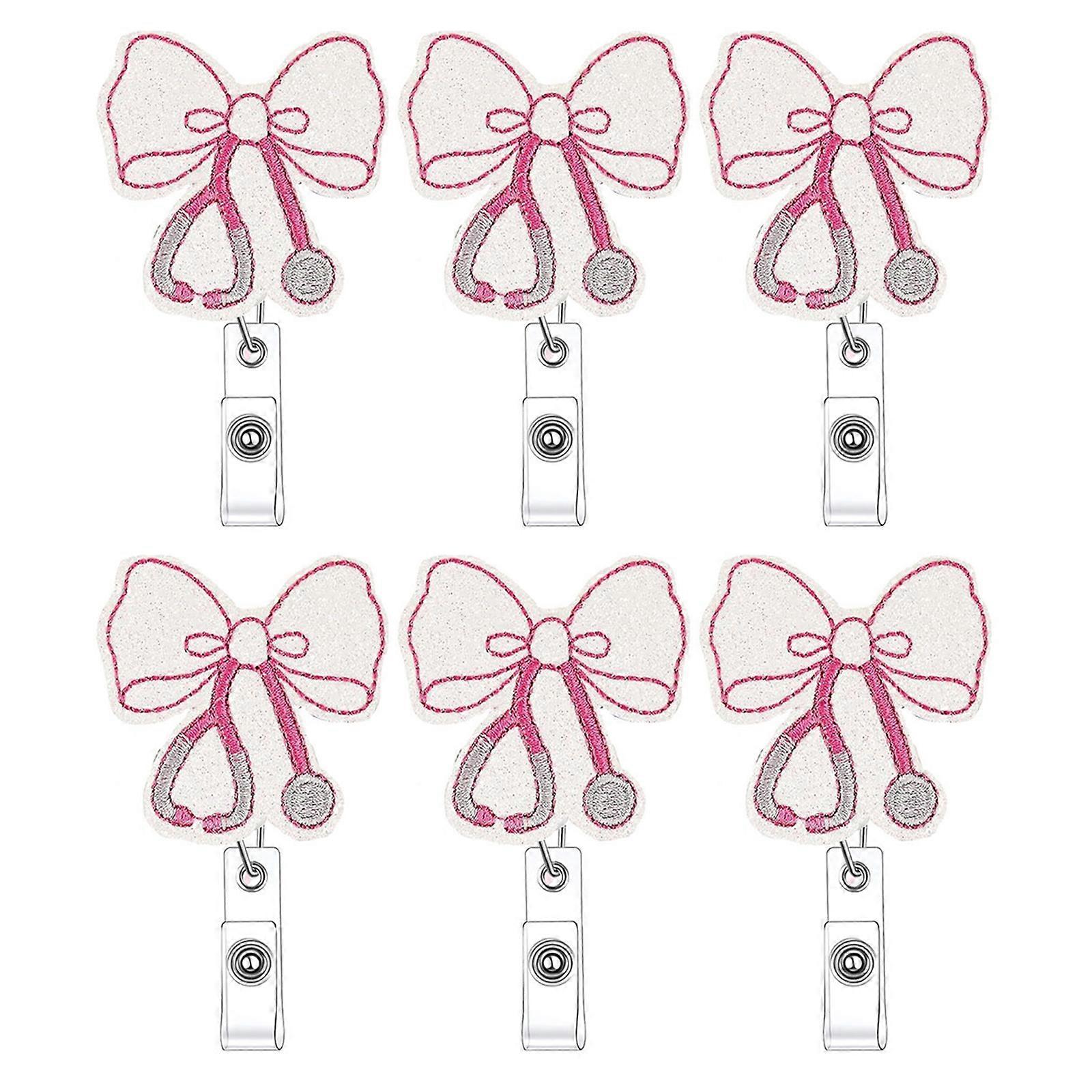 Reusable Nurse Name Label Clip 6 Assorted Bowknot Designs Load Capacity Workplace Accessories Multicolor