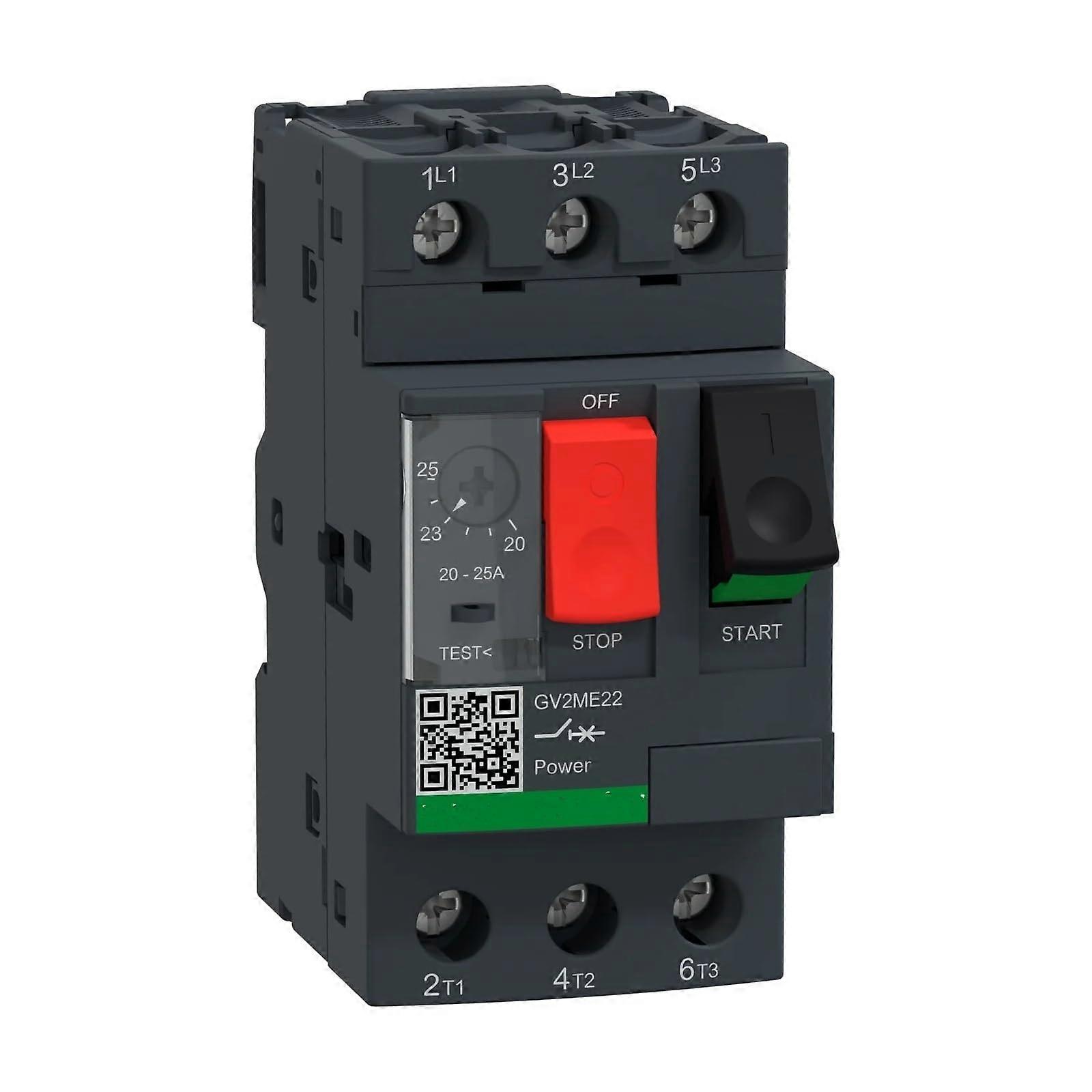 GV2M22 GV2ME22 GV2ME22 Motor circuit breaker, TeSys GV2, 3P, 20–25 A, Thermal magnetic, Screw terminals