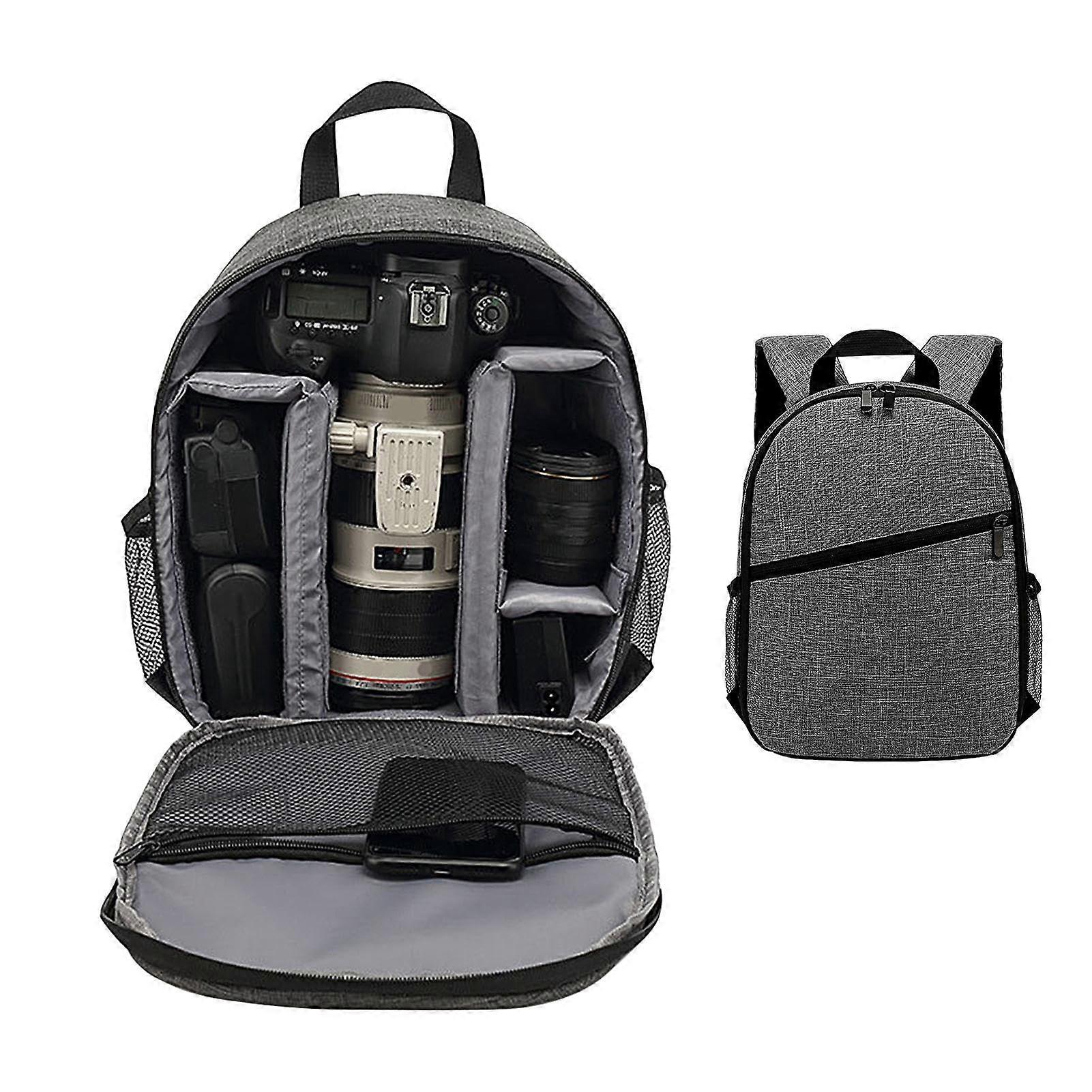 Camera backpack, DSLR backpack, travel backpack for camera, waterproof, large capacity, DSLR backpack with double shoulder straps, camera case gray
