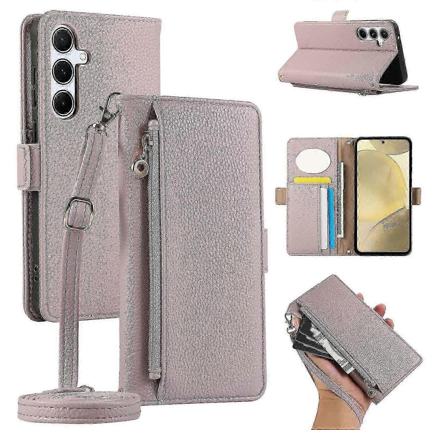 For Samsung Galaxy S24 Plus(+) Wallet Phone Case Shockproof+pu Leather Flip Cover With Mirror, Strap