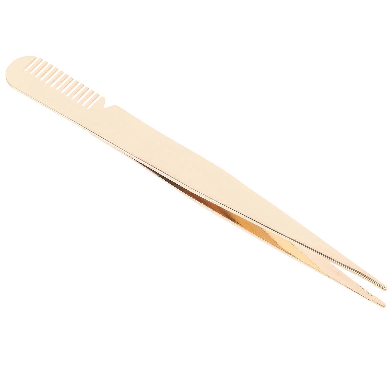 Lash Curler Eyelash Tweezer With Comb For False Lashes Professional Eyelash Applicator Tool Golden 1Pcs