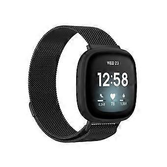 Fitbit Versa 4 / Sense 2 -rannekorulle Milanese Loop ✅ Metallimagneetti Vaihtonauha Musta