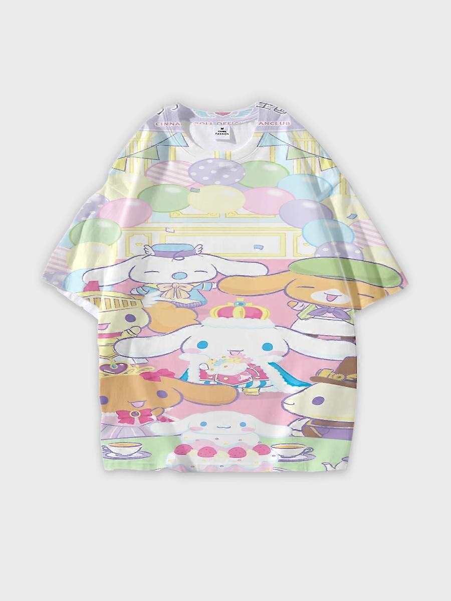 T-shirt round neck Cartoon Pattern loose short sleeve E1362