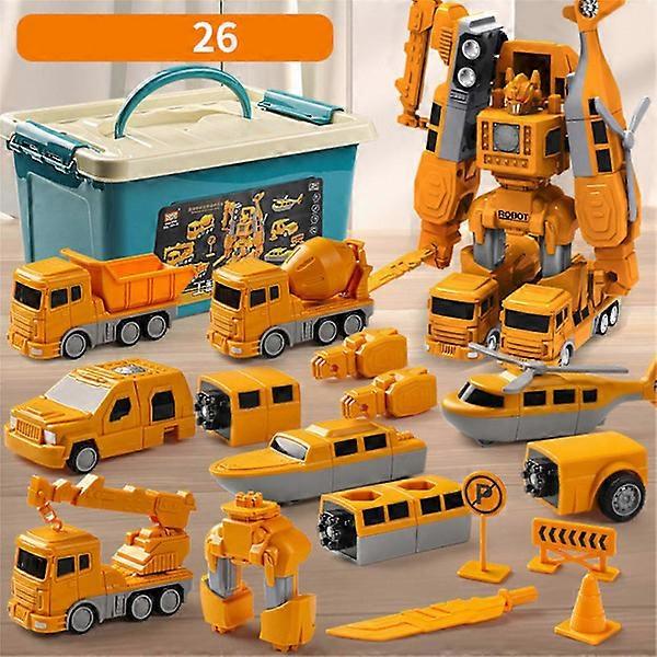 Magnetic Transform Engineering Car Assembled Toys Transforming Robot Toys Set For Boys 6 In 1 Magnetic Building Vehicles Transform One Size