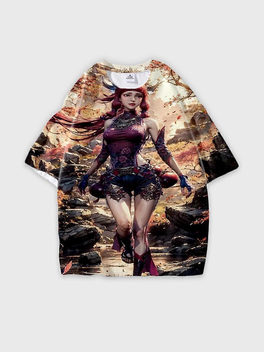 T-shirt round neck Character Pattern loose short sleeve P807