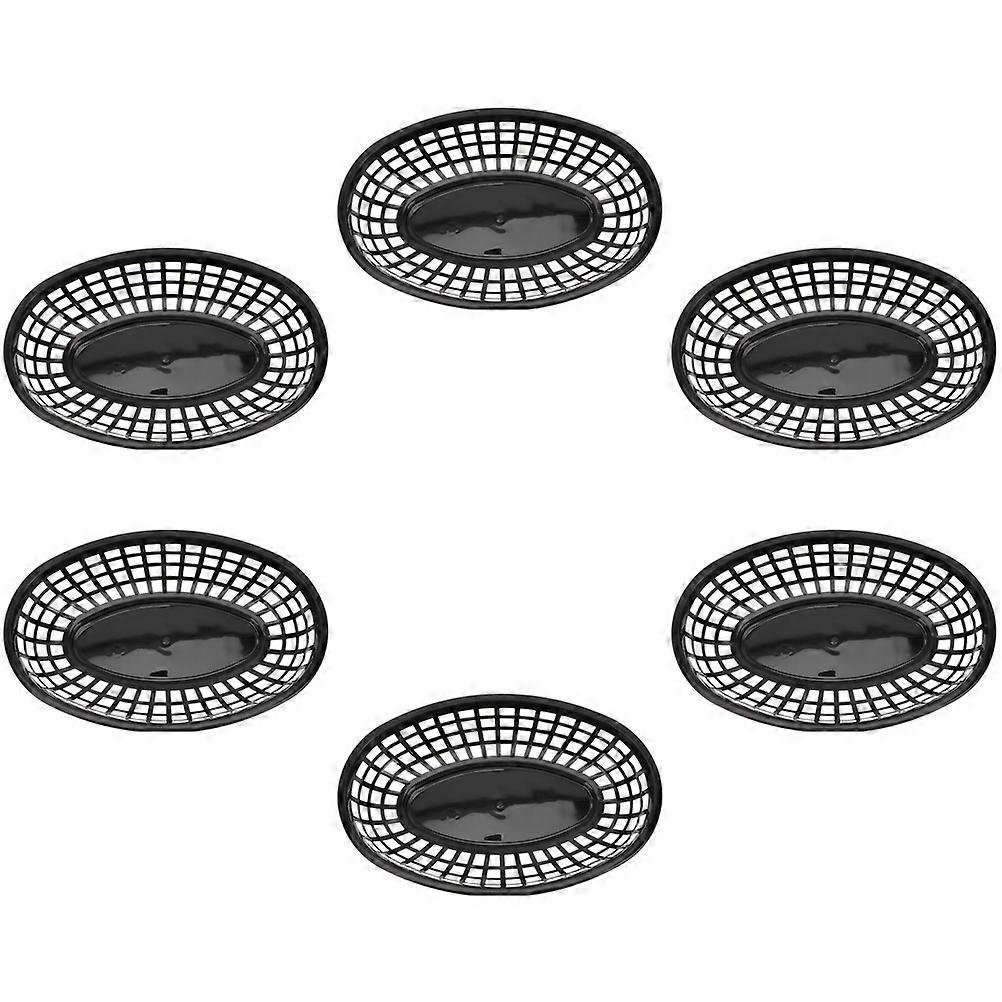 Black Food Baskets for Storage Use with Hollowed Design and Safe Material 6 Pieces