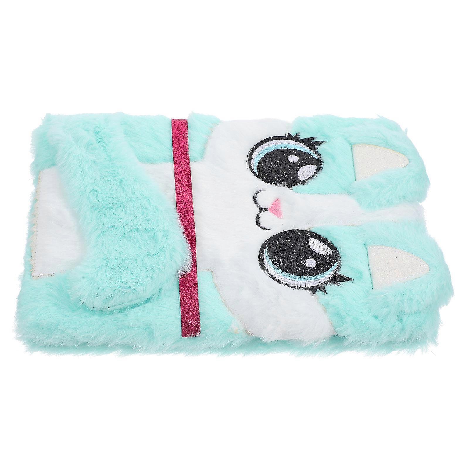 Kawaii Notebooks For School Fluffy Notepad Plush Diary Daily Use Unisex A5 Green 1Set