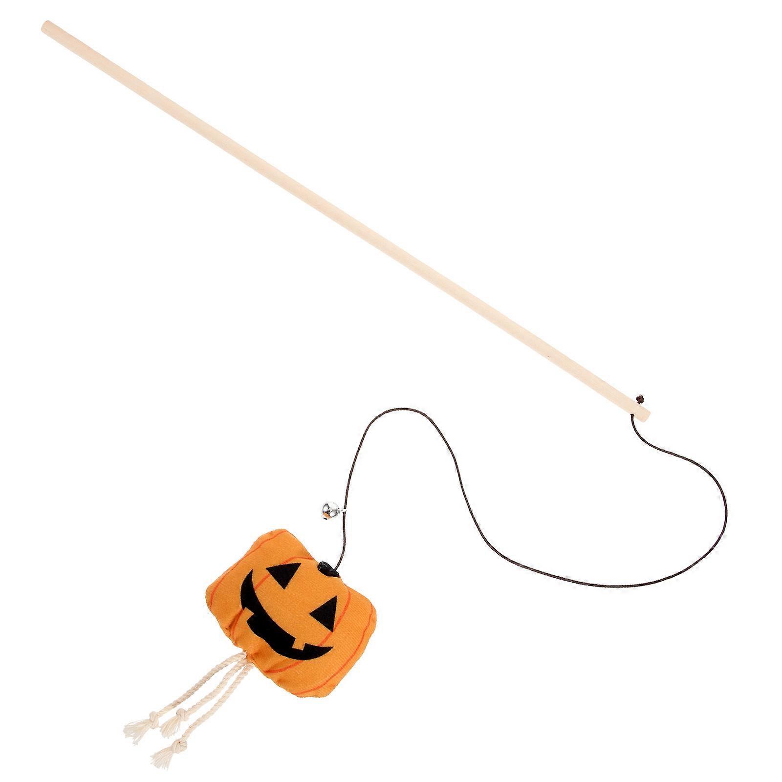 Orange Cat Teaser Stick Toy for Interactive Fun and Exercise with Lightweight Portable Design