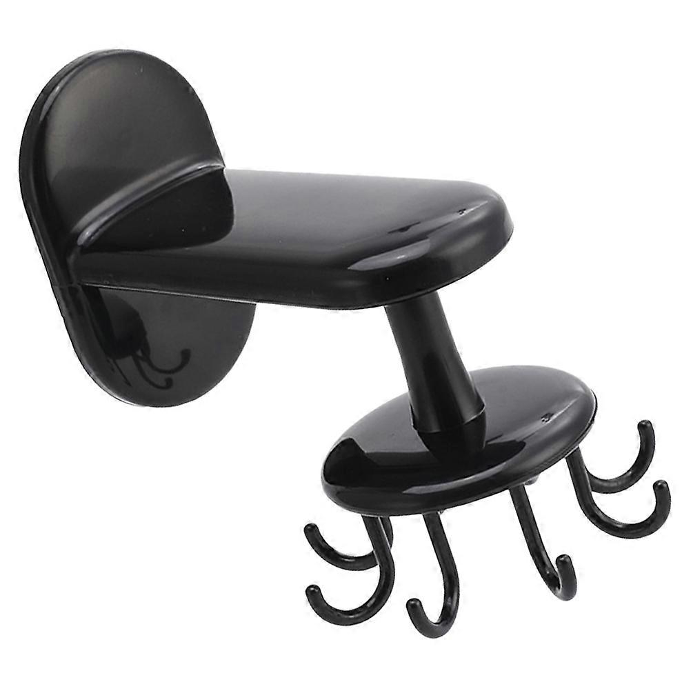 Multi Functional Rotating Hook Punch-Free Wall Hook Kitchen Storage Hanger Black Tool-free Installation 1Set
