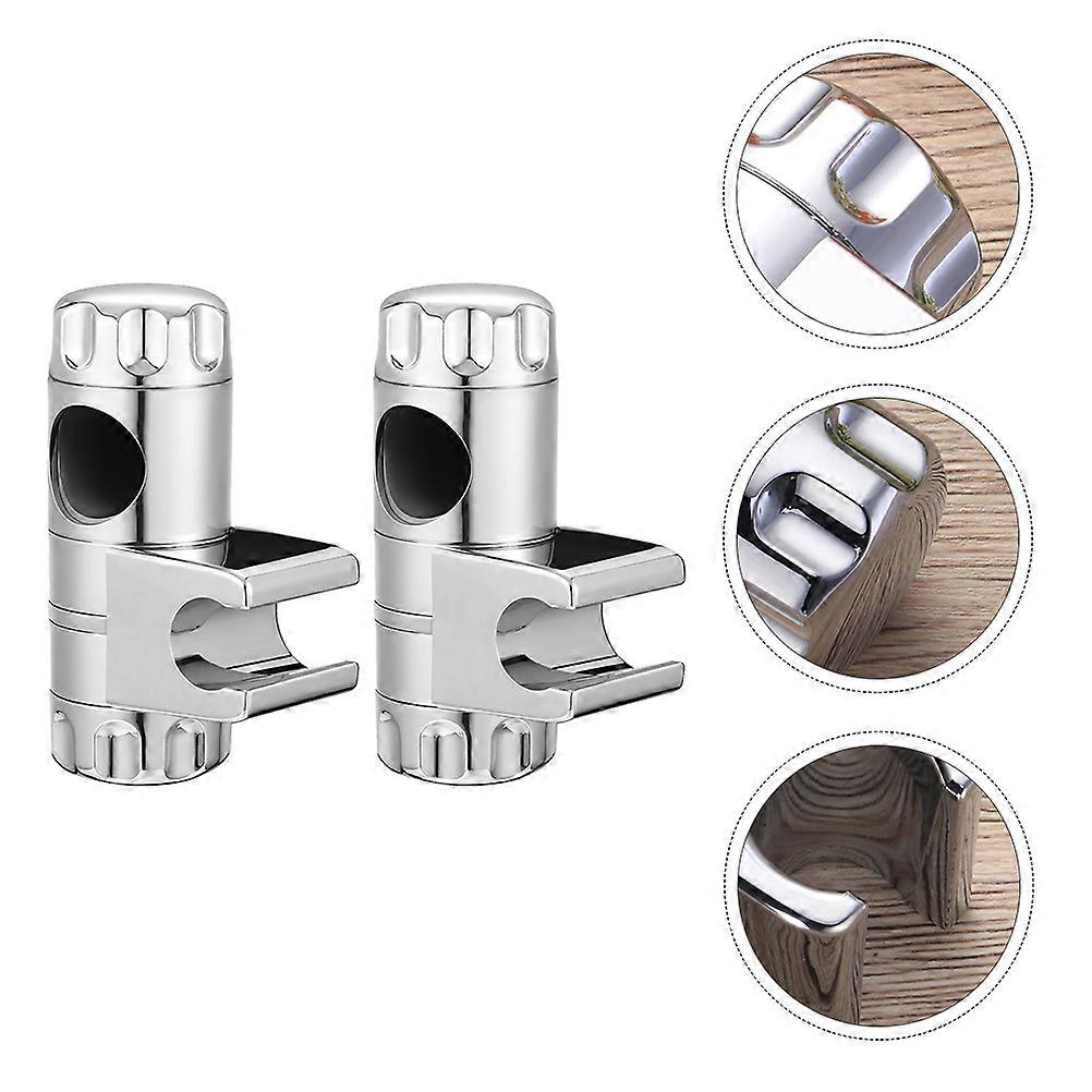Adjustable Shower Head Holder for Most Hand Showers with Anti-Slide Pad Silver ABS 2pcs