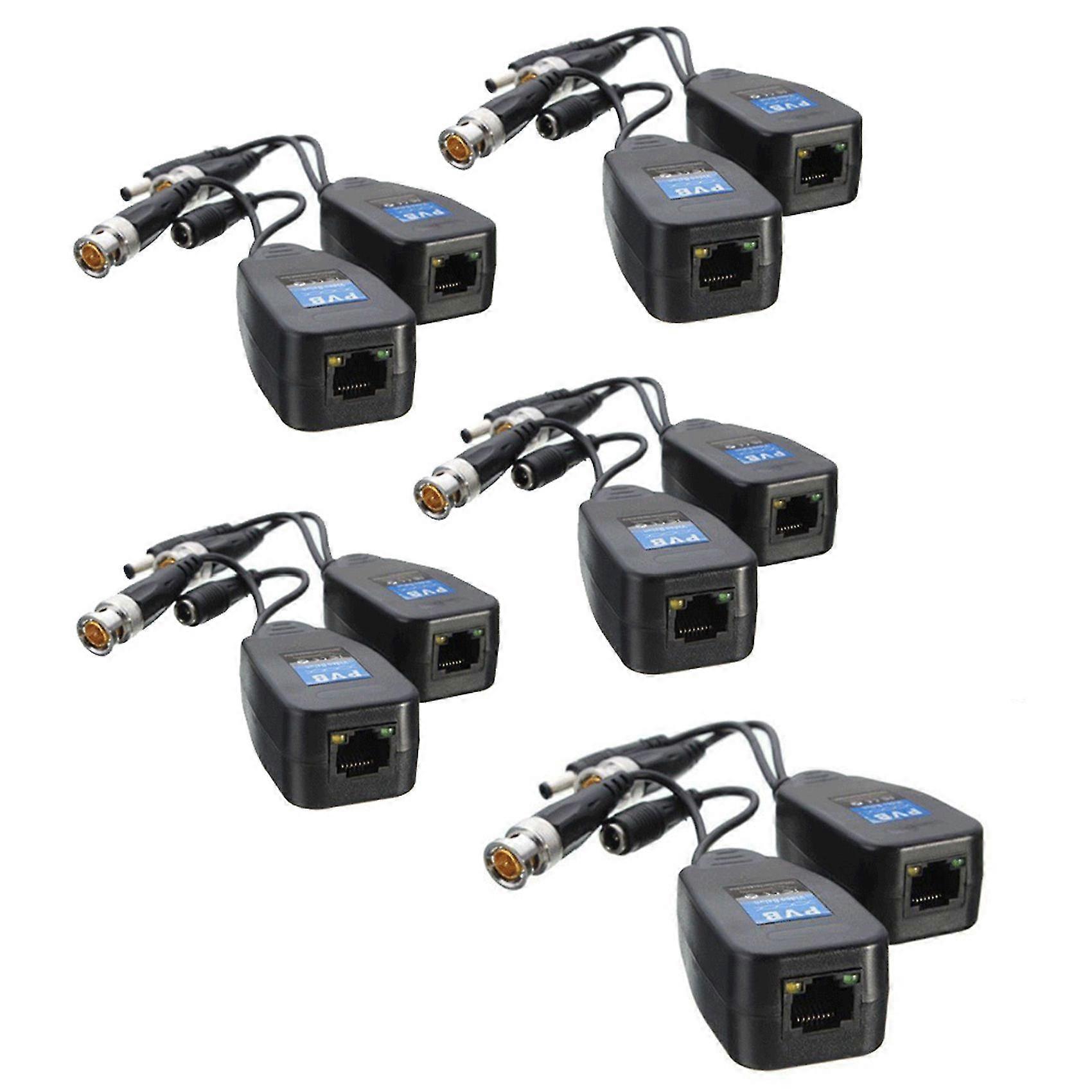 5 Pairs CCTV BNC Video Power Balun Transceiver to CAT5E 6 RJ45 Connector Coaxial/Analog HD Pair Tra 2025