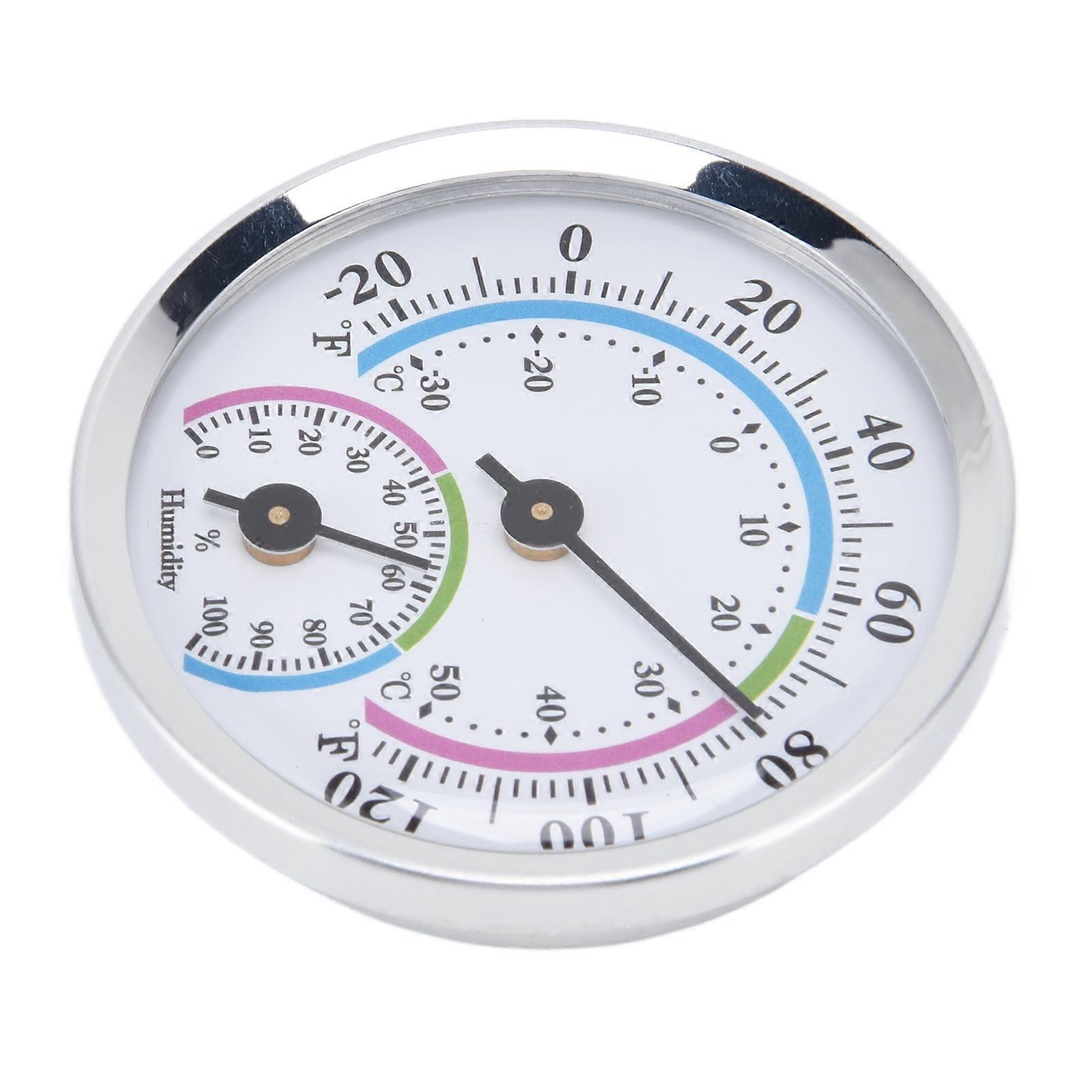 Mini Indoor Thermometer Hygrometer 2 in 1 Compact Structure Clear Scale Silver Humidity Monitor Gauge for Greenhouses