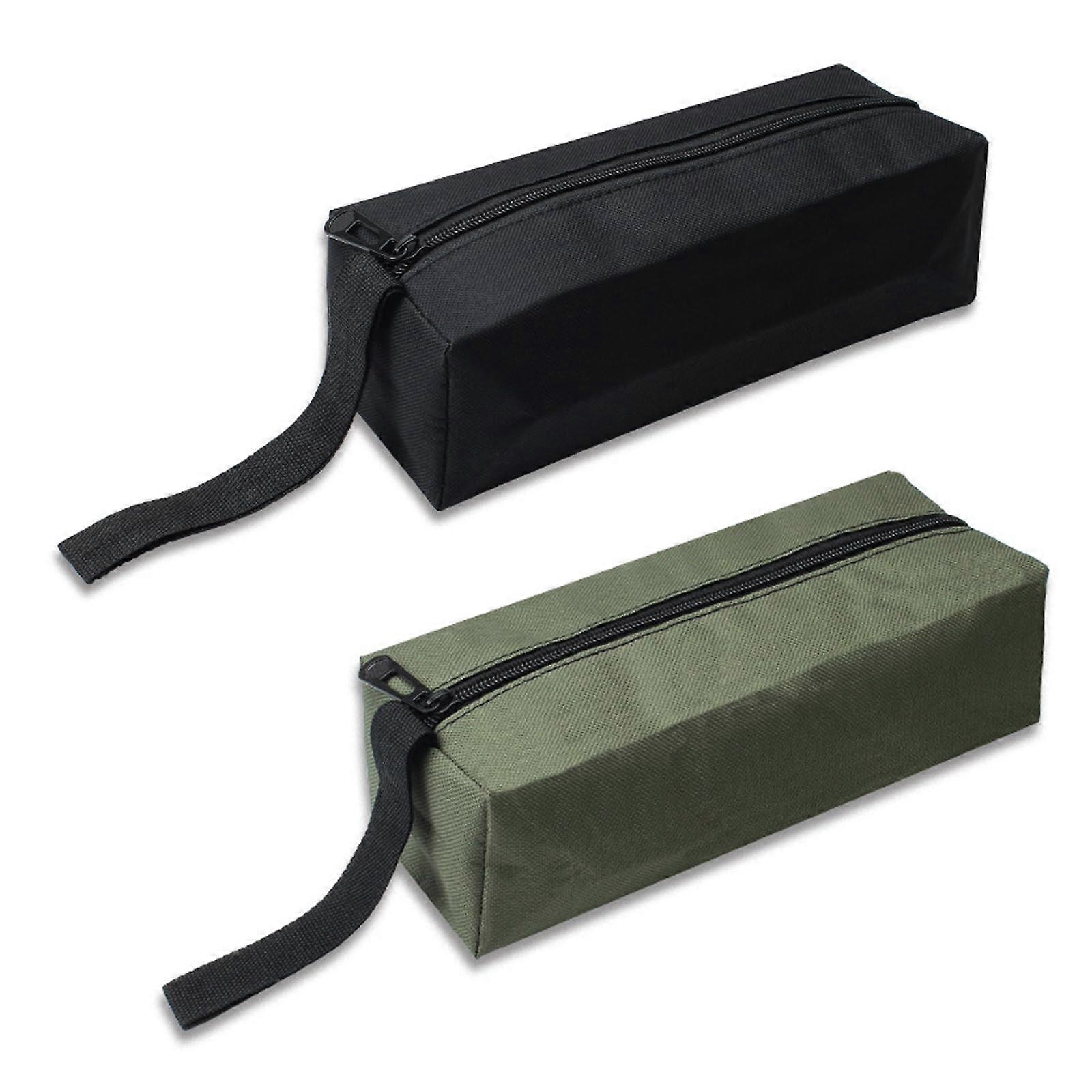 Pack of 2 Small Portable Tool Bag Waterproof Zip Storage Bag MultiPurpose Wearresistant Canvas Tool Bag (Black Green)
