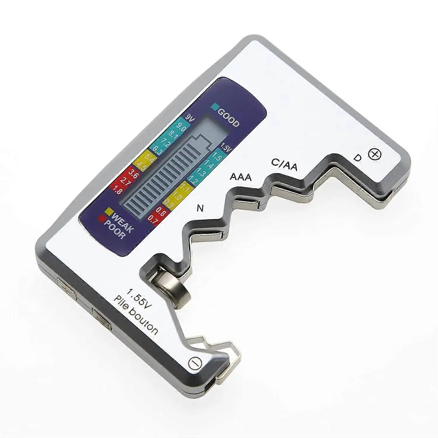 LCD Display Digital Battery Tester for C D N AA AAA 9V Button Cell Batteries Portable Battery Capacity Indicator Battery Level Tester Voltage Meter