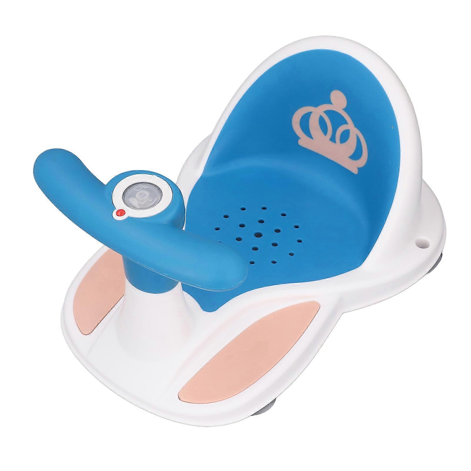 Baby Bath Seat with 4 Suction Cups Slip Resistant Comfortable Handle Ergonomic Backrest Toddler Bathtub Chair Blue