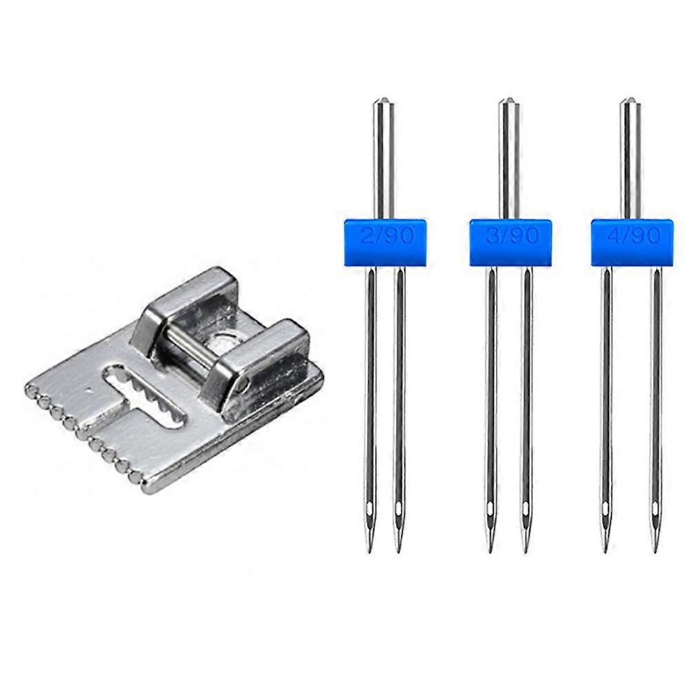 Sewing Machine Twin Needles Set with 1 Presser Double Needles for Household Use Silver