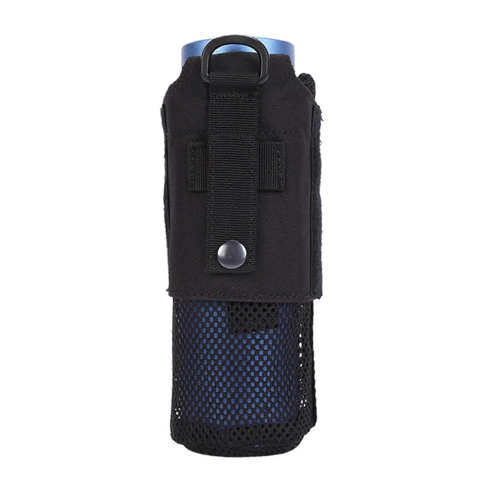 Camping Water Bottle Holder Bag - Foldable Hydration Carrier with Adjustable Cord for Durable Outdoor Use, Black