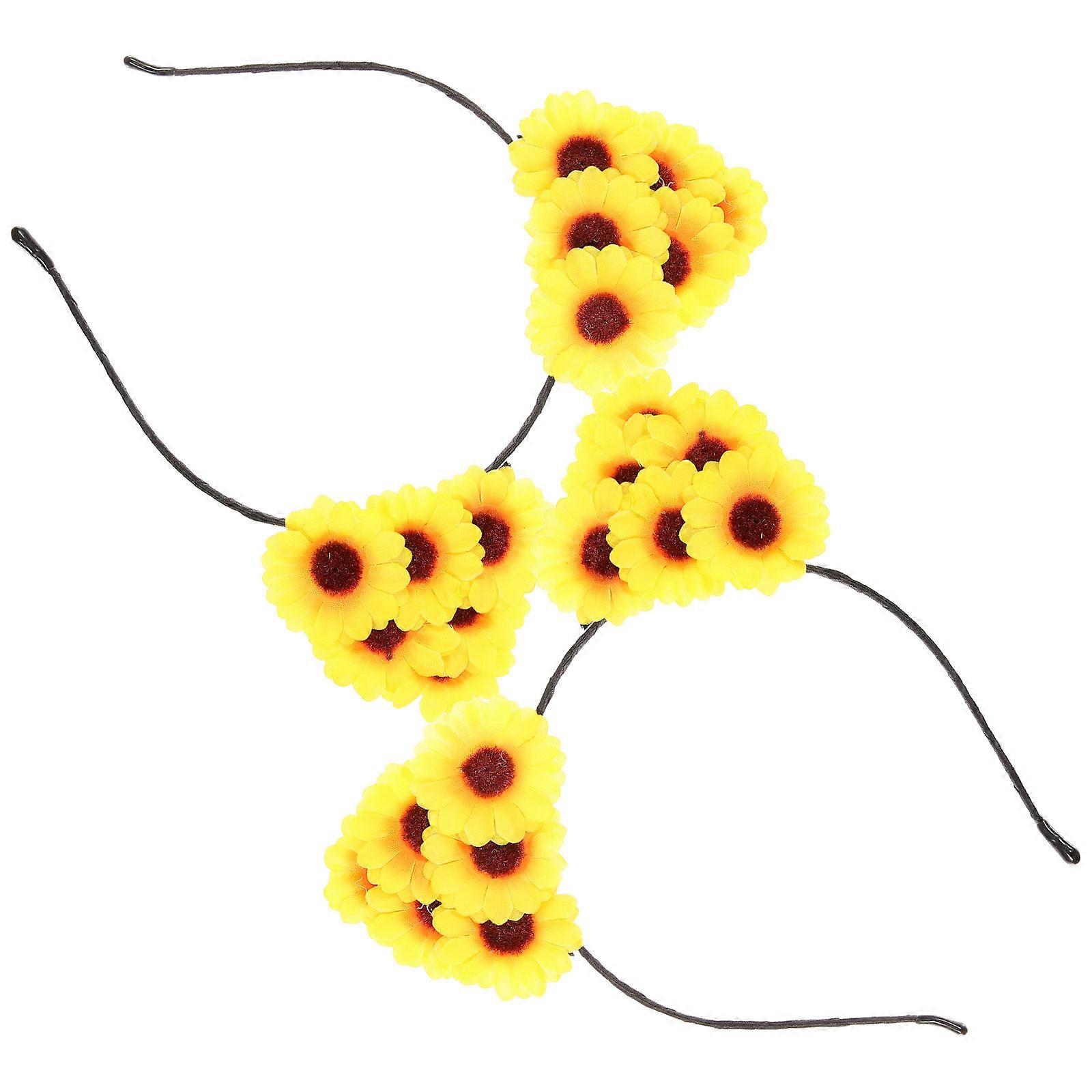 عقال عباد الشمس فو واقعية 2 عبوة عقال زهري مزخرف للنساء تصميم فني مناسب لالتقاط الصور