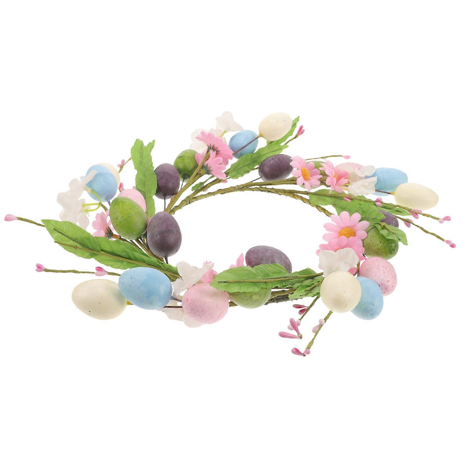 Spring Egg Wreath With Flower And Leaf Easter Front Door Decoration 1Set