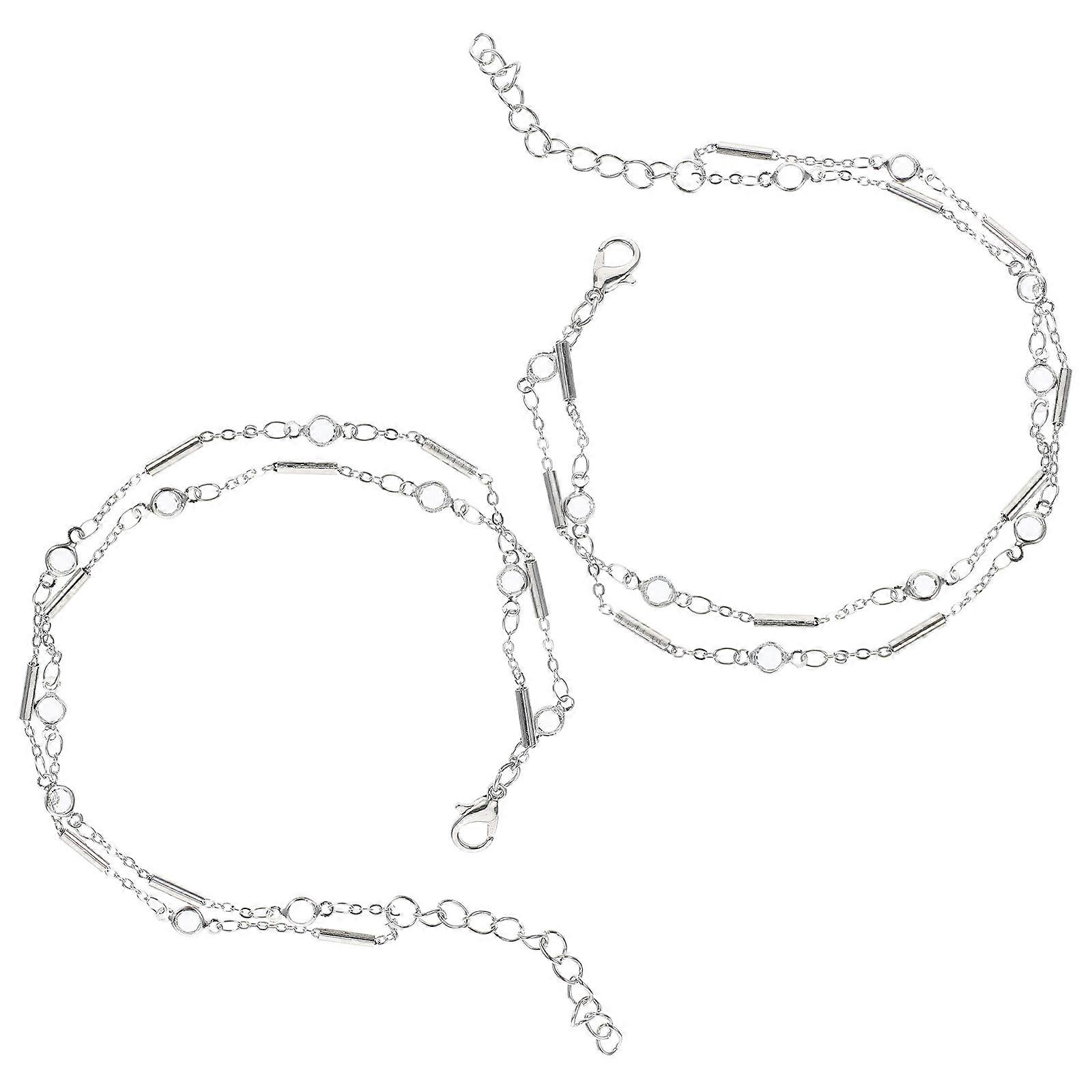 Adjustable Double Layer Metal Tube Anklets for Women – Stylish Ankle Bracelets for Casual & Beach Wear (2PCS)